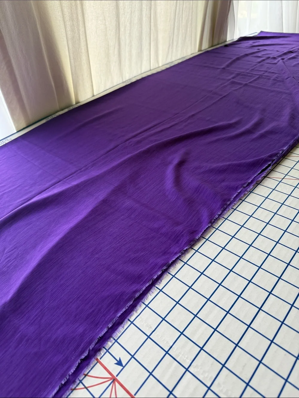 Vintage Purple Iridescent Slinky Dress Fabric Silk Look 2.5 Yards x 44